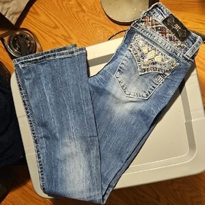 Miss Me Blue Embroidered Boot Cut Jeans